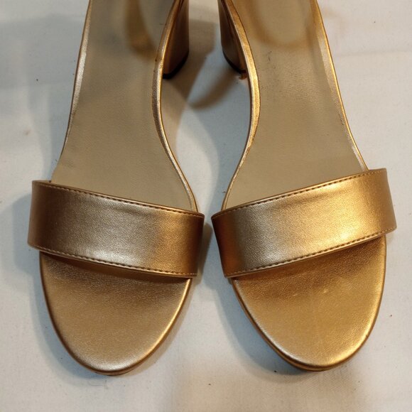WHITE MOUNTAIN GOLD OPEN TOE BLOCK HEEL SANDAL WOMEN SIZE 10 - Picture 9 of 9